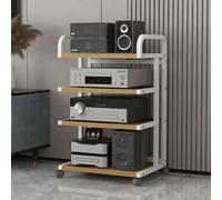 Mobile Rack Media Console con ruote a 360°, supporto audio aperto con Guardra, versatile tavolo stampante per soggiorno e ufficio, perfetto per giradischi e apparecchiature audio