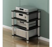 Mobile Rack per Amplificatore HiFi, Supporto per Attrezzatura Audio | Stereo Component Shelf, Heavy Duty AV Rack for Power Amplifier, Turntable and Home Theater System(Black,4-layer)