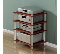 Mobile Rack per Amplificatore HiFi, Supporto per Attrezzatura Audio | Stereo Component Shelf, Heavy Duty AV Rack for Power Amplifier, Turntable and Home Theater System(Teak,4-layer)