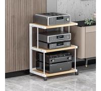 Mobile Rack Per Stereo HiFi，Media Stand Armadio Con Ruote Universali，AV Mensola Movimento Stand，Mobile Giradischi Rack HiFi Angolare Per Schermo TV/Hi-Fi/Rack AV Unità Multimediale(White,3tier-50x40x7