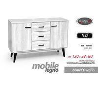 MOBILE SALOTTO CUCINA INGRESSO CREDENZA ROVERE BIANCO ANTE CASSETTI 12038h80cm