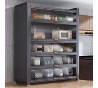 Mobile Salvaspazio Cucina, Bancone for Caffè Con Spazio di Archiviazione, Anta Ribaltabile in Acrilico, Capacità Di Carico di 1323 Libbre, for Riporre Forni a Microonde, Macchine for il Pane