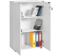 BAKAJI Armadio Archivio documenti 2 ante, Mobile Mobiletto Di Ufficio Modulo Scaffale 3 Ripiani, per Casa, Ufficio, Studio, porta Carte, Portadocumenti Con Chiave Chiusura a Serratura (Bianco)