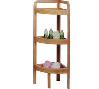 Mobile Scaffale Angolare 3 Ripiani in Legno Bambu' per Bagno Cucina 29x29x85cm