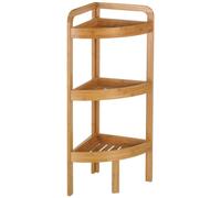 Mobile Scaffale Angolare a 3 Ripiani Forati in Legno di Bambù per Bagno e Cucina