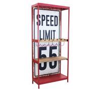 Mobile scaffale da interno in legno e metallo a 3 ripiani con portabottiglie e sfondo personalizzato Limit 55