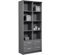 MOBILE SCAFFALE LIBRERIA ELENZIO 8 RIPIANI + 4 CASSETTI 82x40x191H CM GRIGIO GRA