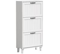 Mobile Scarpiera 3 Ante a Ribalta Dimensioni 60x24x118 cm colore Bianco DecHome
