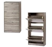 Mobile Scarpiera 3Ante Salvaspazio Doppia Profondità 60x24 H116cm Grigio
