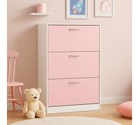 Mobile Scarpiera 3Ante Salvaspazio Doppia Profondità 63x24 H115cm Bianco Rosa