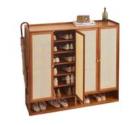 Mobile scarpiera in legno bambù di alta qualità,scarpiera legno con ante è resistente e poco ingombrante,Marrone retrò per soggiorno e cucina scarpa salvaspazio slim ingresso ( Size : 120*32*94CM )