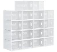 Mobile Scarpiera Modulare Salvaspazio, 18 Cubi 28x36x21 Cm In Plastica Pp, Bianco