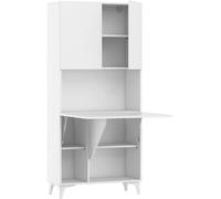 MOBILE SCRIVANIA COMPUTER LIBRERIA MEGAN H175x80x36cm BIANCO LUCIDO