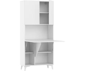 MOBILE SCRIVANIA COMPUTER LIBRERIA MEGAN H175x80x36cm BIANCO LUCIDO