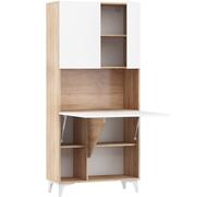 MOBILE SCRIVANIA COMPUTER LIBRERIA MEGAN H175x80x36cm BIANCO LUCIDO ROVERE
