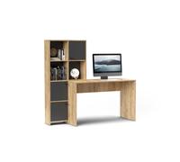 Mobile scrivania con libreria mod. HALK cm 156x55x147 rovere bianco