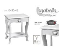 MOBILE SGABELLO COMODINO CUORE IN LEGNO BIANCO SHABBY 403046 CM TOD-662256