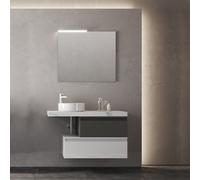 Mobile sospeso 100 cm con lavabo tondo e 2 moduli Grafite/Bianco NINFA2