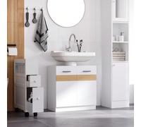 Mobile Sotto Lavabo Bagno, Mobiletto Bagno Sottolavandino con Antine in Legno Bianco, 60x30x60.5cm Description:Arreda il bagno con uno stile moderno insieme a HOMCOM! Questo mobile sotto sotto lavabo