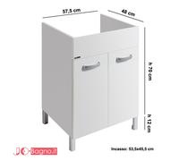 Mobile sotto lavabo lavanderia 60x50 per lavatoio pilozzo in ceramica o plastica