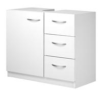Mobile Sottolavabo Armadietto Bagno Lavandino Lavabo 3 Cassetti Anta Legno Bianc