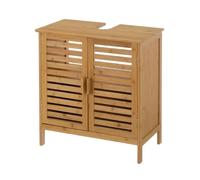 Mobile Sottolavabo Bagno 2 Ante Bambù Naturale Salvaspazio 60x30x62 cm