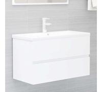 Mobile sottolavabo bianco, 80 x 38,5 x 45 cm, in legno con cassetto | 1 cassetto, robusto, stabile, facile da pulire, per il montaggio del lavandino, design sottile