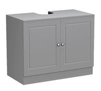 BAKAJI Mobile Sottolavabo da Bagno Linea Pietra in Legno MDF, Copricolonna con 2 Ante, Mobiletto Lavabo Moderno Salvaspazio, Armadietto da Terra per Lavandino Capiente, 55 x 66 x 37 cm (Grigio)