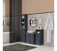 Mobile Sottolavabo in Truciolato e MDF a 2 Ante con Ripiano Interno Regolabile, 60x30x60 cm, Grigio