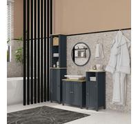 Mobile Sottolavabo in Truciolato e MDF a 2 Ante con Ripiano Interno Regolabile, 60x30x60 cm, Grigio Description:Necessiti di pi?spazio nel bagno? Un mobile sottolavabo kleankin sapr?darti quel tocco i