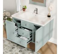 Mobile sottolavabo, mobiletto da bagno con 3 cassetti, molto spazioso, mobiletto da bagno con lavandino, verde, 78,5 x 46 x 46,8 cm