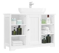 Mobile Sottolavabo per Bagno in Legno con 1 Ante 6 Scomparti Aperti Armadietto