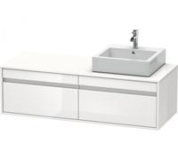 Duravit Ketho Meuble sous-lavabo suspendu 6697, 2 tiroirs coulissants, 1400mm, pour 1 lavabo sur le dessus, droite, KT6697R2222, KT6697R2222, Colorazione: Decoro bianco lucido