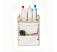 Mobile Sottolavello Cucina, Cassettiera Sottolavello 2 Ripiani, Misure 34 x 36 x 50h, Organizer Sottolavello Bagno; Salva Spazio 100% Legno Di Faggio, Made In Italy