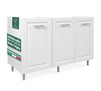 Mobile Sottolavello Cucina Componibile in Legno Boiserie Colore Bianco 3 Ante