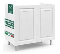 Mobile Sottolavello Cucina Componibile Legno Boiserie Bianco Frassinato 2 Ante