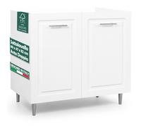 Mobile Sottolavello Cucina Componibile Mobiletto Legno Boiserie Bianco 2 Ante