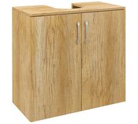 Mobile Sottolavello da Bagno Sospeso 2 Ante e 2 Ripiani 60x30x60 cm Colore Naturale