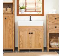 Mobile sottolavello per bagno, mobile da bagno con 2 ante, colore bianco, dimensioni 60 cm larghezza x 35 cm profondità x 60 cm altezza, accessori da bagno per organizzazione e decorazione bagno estiv