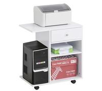 Mobile stampante da ufficio Vinsetto con ruote 2 scomparti cassetto e supporto CPU ripiano regolabile 60x40x68,5 cm