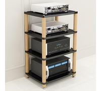 Mobile stereo a più livelli, torre multimediale AV a 2/3/4 ripiani, per console per videogiochi, DVD, giradischi, centro intrattenimento in legno (nero, 152,4 cm)