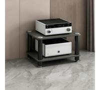 Mobile stereo audio, supporto multimediale multilivello per apparecchi HiFi | 1, 2, 3 e 4 ripiani, pietra sinterizzata e struttura metallica, antivibrante per soggiorno e ufficio(Gray,2 Tier)