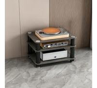 Mobile stereo audio, supporto multimediale multilivello per apparecchi HiFi | 1, 2, 3 e 4 ripiani, pietra sinterizzata e struttura metallica, antivibrante per soggiorno e ufficio(Gray,3 Tier)