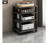 Mobile stereo audio, supporto multimediale multilivello per apparecchi HiFi | 1, 2, 3 e 4 ripiani, pietra sinterizzata e struttura metallica, antivibrante per soggiorno e ufficio(Gray,4 Tier)