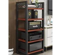 Mobile stereo AV Component Media Stand con ripiani multi-livello, design a rotazione per una facile mobilità, mensola angolare regolabile per risparmiare spazio, ideale per organizzare apparecchiature