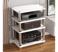 Mobile Stereo Hi Fi Rack HiFi 3/4-level, Rack Stereo Resistente Ad Assorbimento Degli Urti, Migliora la Stabilità del Suono, Rack di Archiviazione for Lettore DVD/giradischi(White,Four layers)