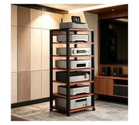 Mobile stereo hi fi rack hifi Av media stand a 7 livelli con ruote e supporto regolabile in altezza, armadio rack audio per soggiorno, sala teatro, ripiano rack amplificatore, centro intratte(Red)