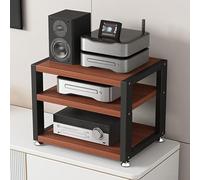 Mobile Stereo Hi fi Rack Hifi,Mobili per Hi fi,Mensola Rack a 3/4 Livelli,Giradischi Rack in Legno e Telaio in Metallo,Supporto Multimediale AV,Mobiletto Rack Audio,for Soggiorno(Black+Teak,45X35X35.5