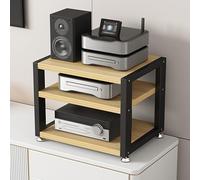 Mobile Stereo Hi fi Rack Hifi,Mobili per Hi fi,Mensola Rack a 3/4 Livelli,Giradischi Rack in Legno e Telaio in Metallo,Supporto Multimediale AV,Mobiletto Rack Audio,for Soggiorno(Black+Light Walnut,45