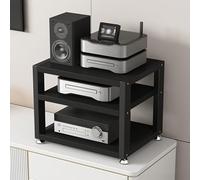Mobile Stereo Hi fi Rack Hifi,Mobili per Hi fi,Mensola Rack a 3/4 Livelli,Giradischi Rack in Legno e Telaio in Metallo,Supporto Multimediale AV,Mobiletto Rack Audio,for Soggiorno(Black,45X35X35.5CM)